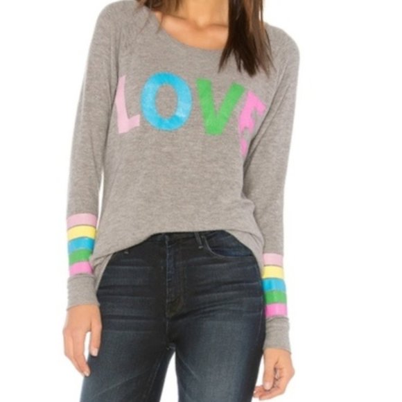 Anthropologie Tops - 🆕Anthro Chaser Rainbow Stripe Love Knit Pullover
